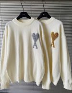 AMI Paris Ami de Cœur Rugby Stripe Wool-Blend Knit Sweater - Image 3