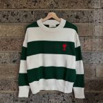 AMI Paris Ami de Cœur Rugby Stripe Wool-Blend Knit Sweater - Image 6