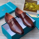 Steve Riots luxury brown monk strap dress shoes