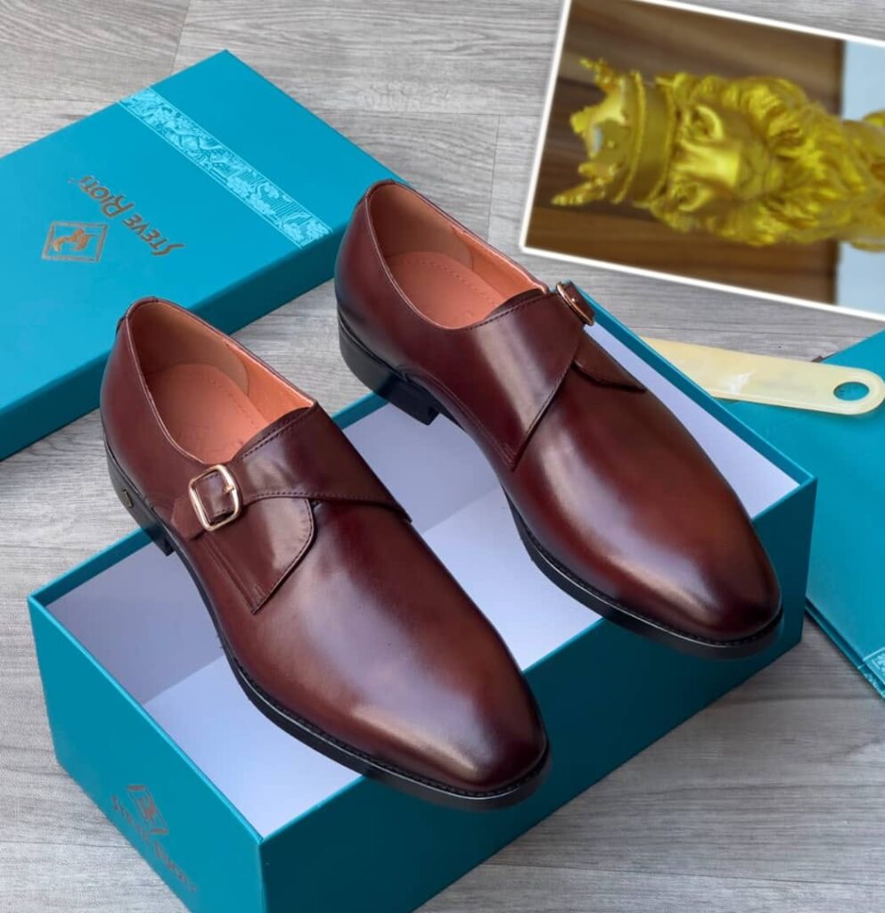 Steve Riots luxury brown monk strap dress shoes